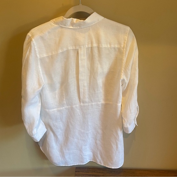Chico's White Linen Long Sleeve Button-Down Blouse - Picture 5 of 7